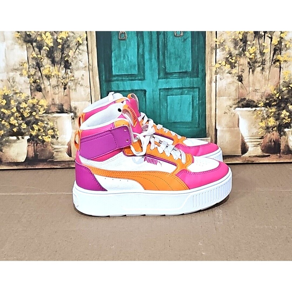 Puma Karmen Rebelle Mid Lace Up Youth Girls White Sneakers Casual Shoe 38872903 - Picture 3 of 8